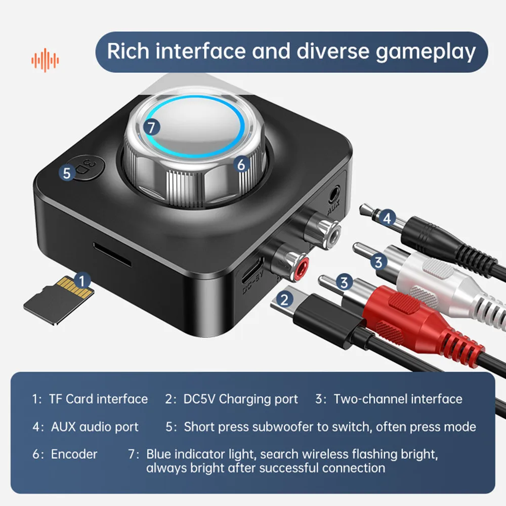 BT 5.0 Audio Receiver 3D Stereo Music Wireless Adapter TF Card RCA 3.5mm 3.5 AUX Jack For Car kit Wired Speaker Headphone |