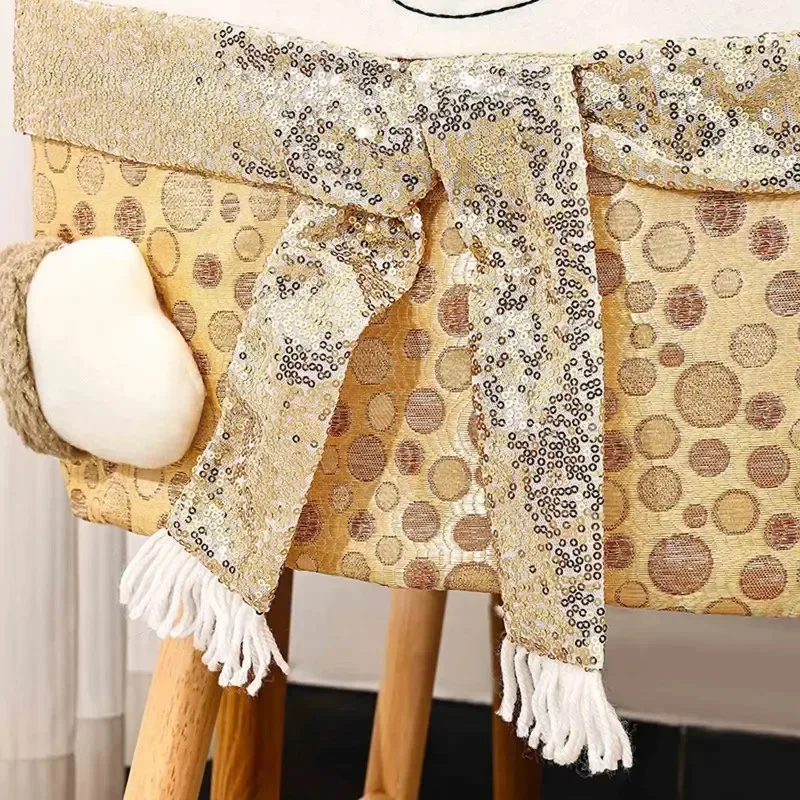 Christmas Chair Back Covers Sequin Santa/Snowman/Elk Dining Kitchen Xmas Slipcover Protector Wedding Decor Ornaments