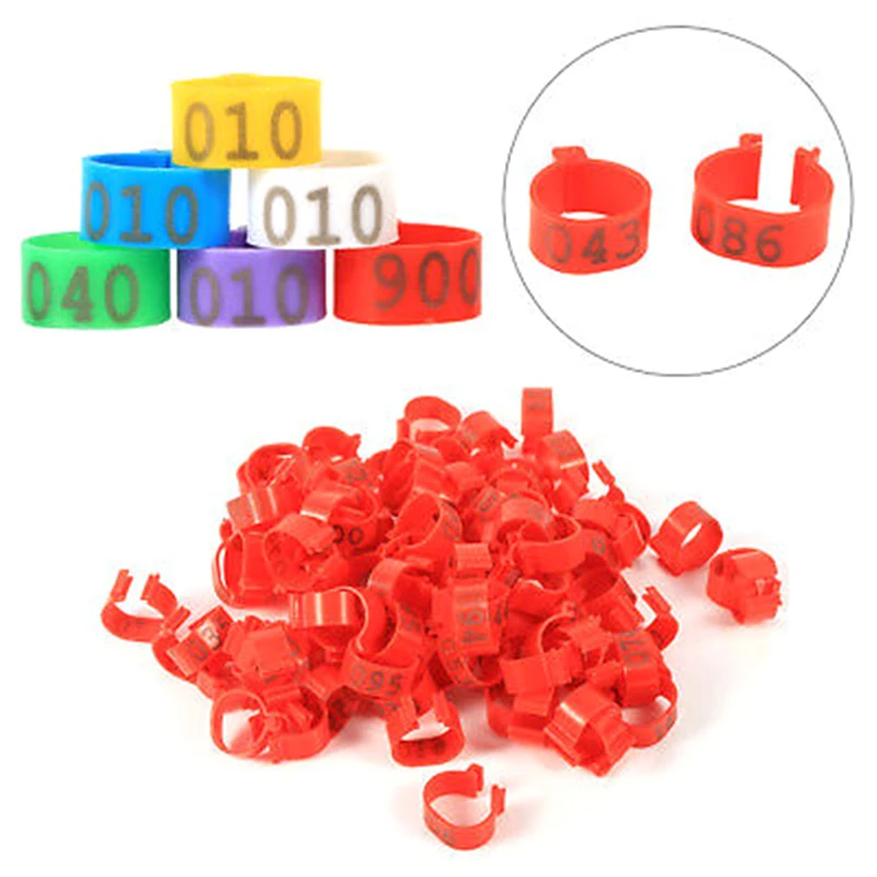 

100Pcs 16mm Clip On Leg Band Rings for Chickens Ducks Hens Poultry Large Fowl