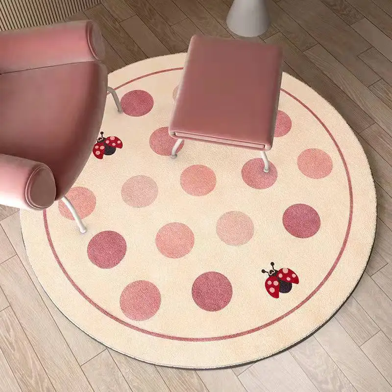 Плюшевый коврик с божьей коровкой в красную точку Круглый пышный мягкий