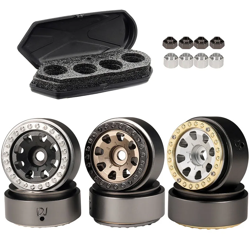 

4pcs TRX4M 1 Inch Weighted Metal Wheels with Coupler for 1/18 1/24 RC Crawler Traxxas SCX24 TRX-4M Bronco Defender Upgrade Parts