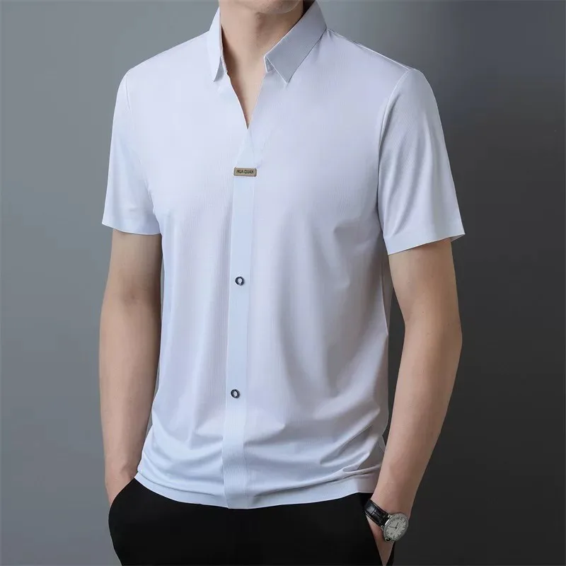 Korea Men Golf wear T-shirt cardigan man Short sleeve golf polo shirts Summer Elastic Ice silk lapel quick dry Golf Shirts Tees