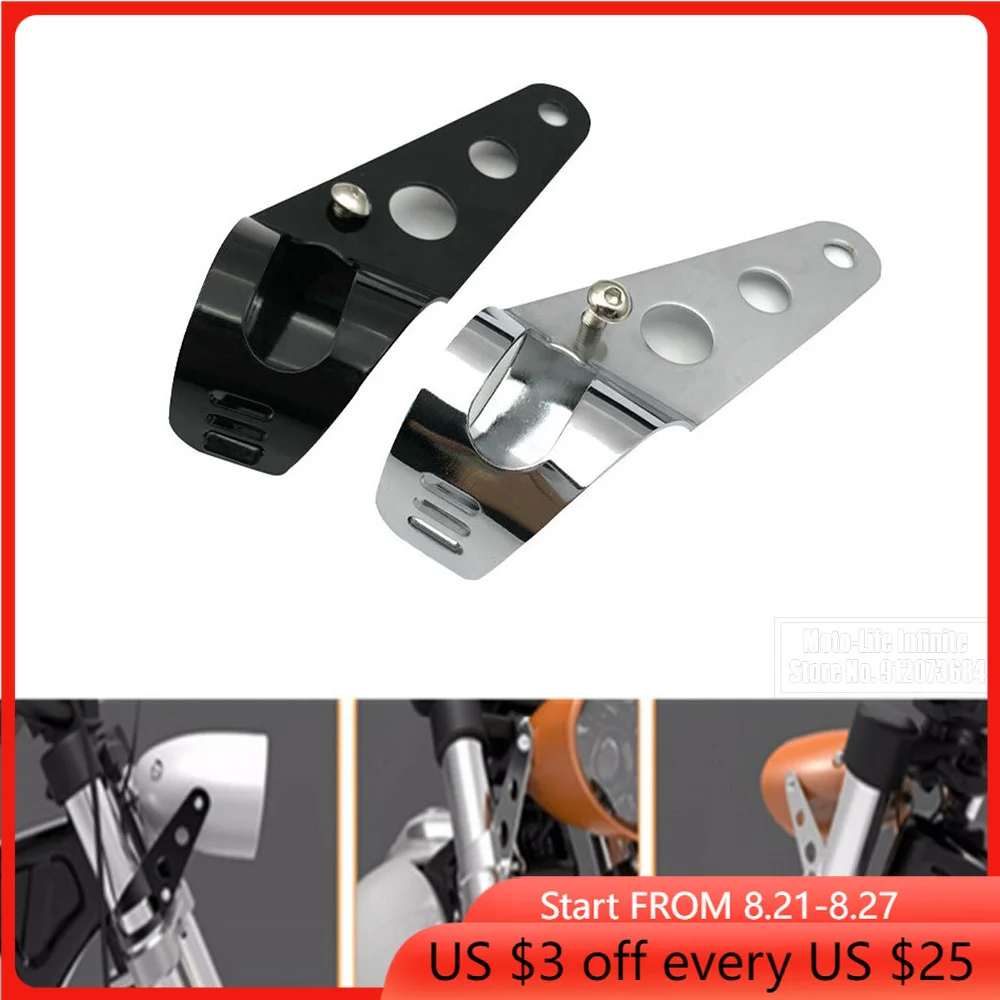 Fork Mount Clamp Black Head Lamp Holder Motorcycle Headlight Bracket Universal Mount Stand Support Autocycle Accessories