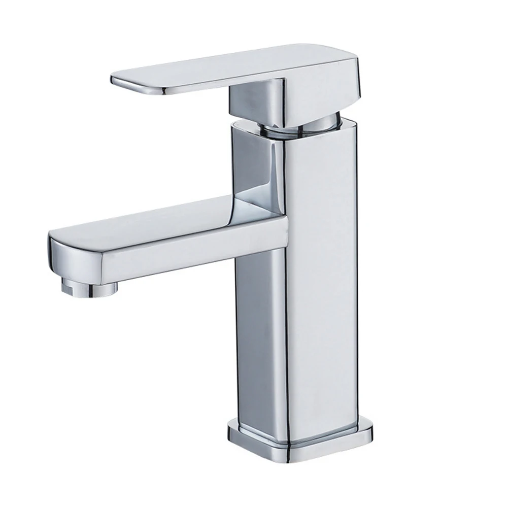 

304 Stainless Steel Silver Single Cold Sink Faucet Bathroom Counter Basin Single Handle Faucet Kitchen Basin Faucet