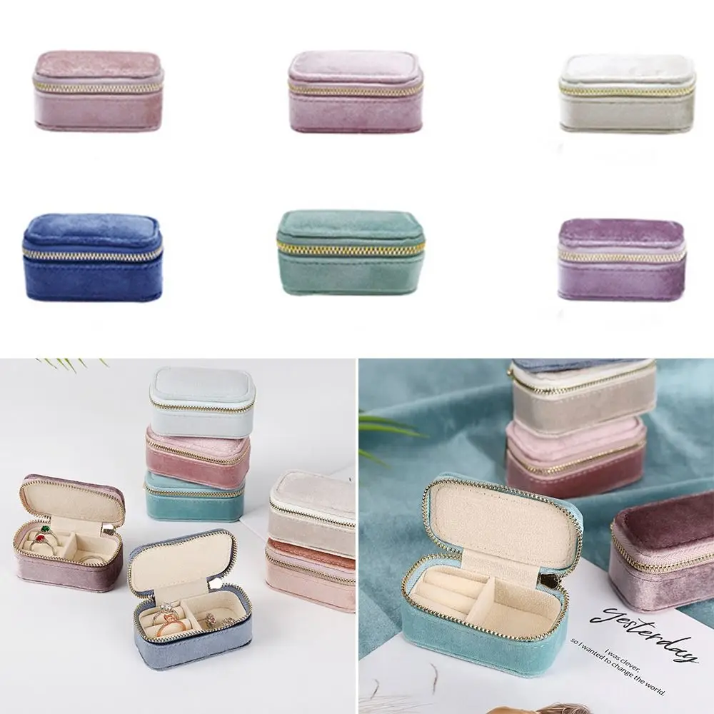 

Fashion Simple Travel Mini Gift Case Velvet Jewelry Box Display Case Storage Box