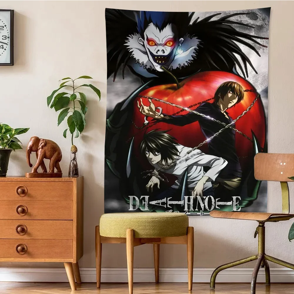 Death Note DN L Аниме Гобелен Настенный В Стиле Хиппи Цветочный Декор Для Общежития