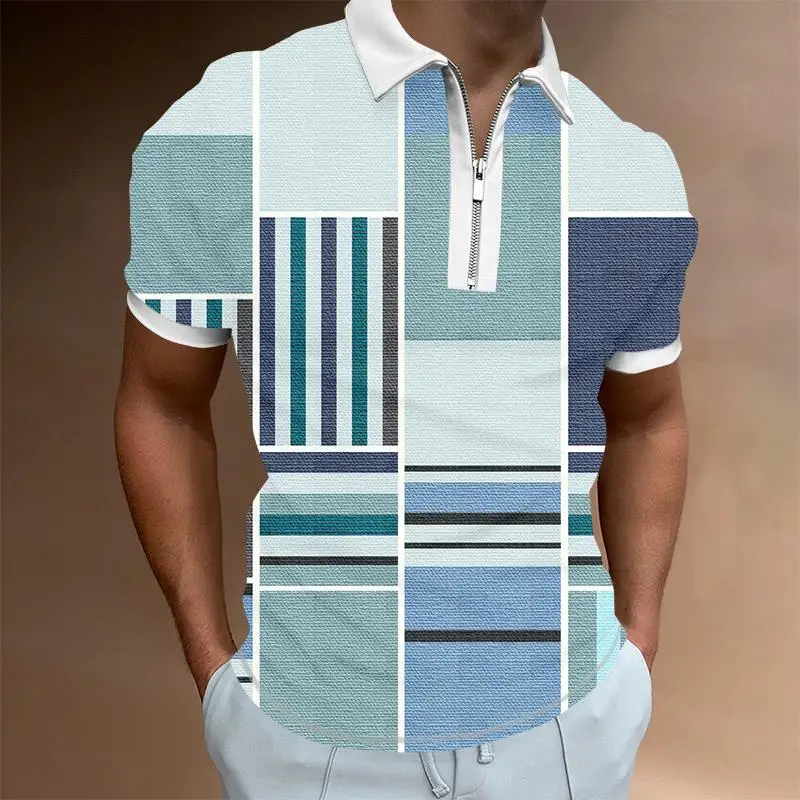 

Polo Homme Striped Polo T-shirt Fashion Streetwear Men Shirts Casual Ropa De Hombre Harajuku Cool 3D Printed Short Sleeve Tops