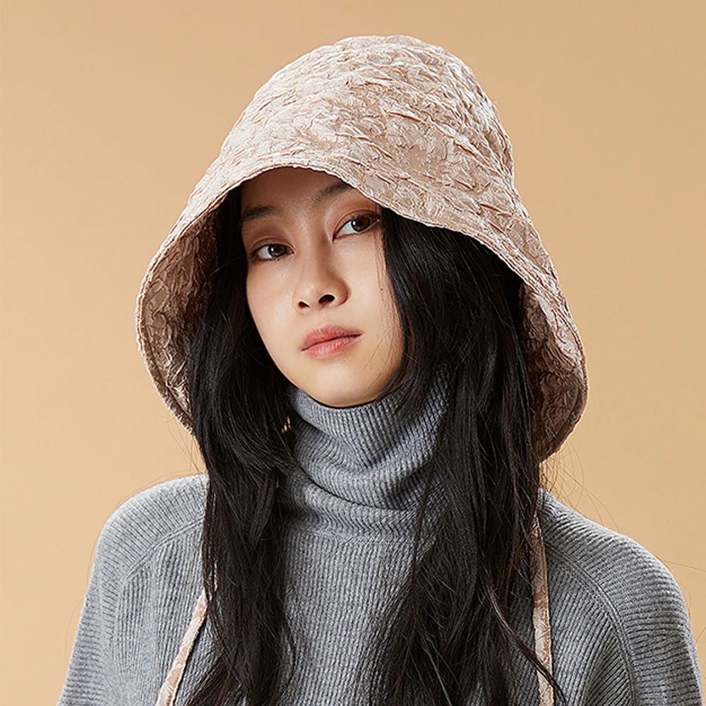 

OhSunny Winter Women Fashion Bucket Hat Big Brim Antistatic Warm Hat Outdoor Sprots Travel Caps Luxury Bucket Hat