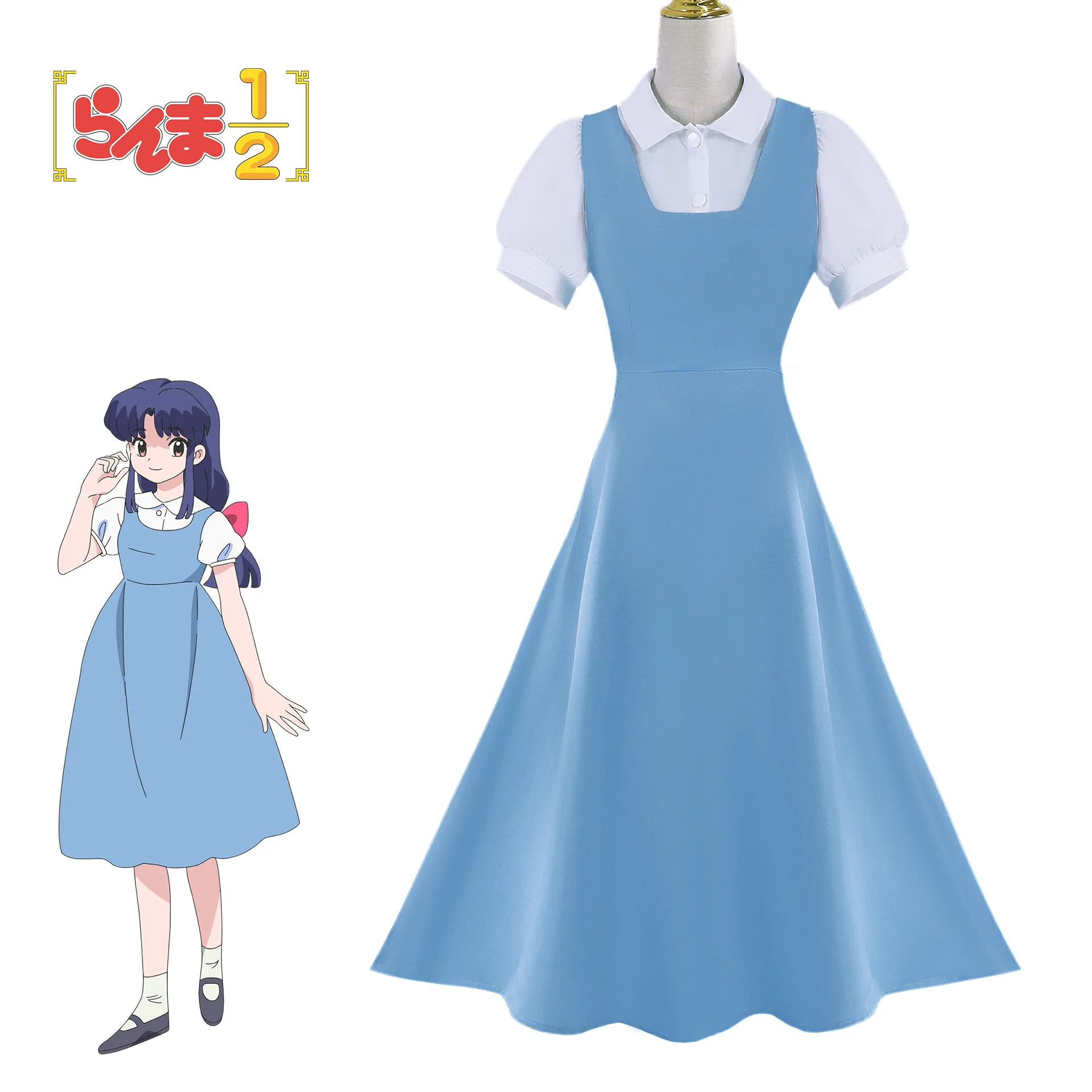 Anime Ranma 1/2 Akane Tendo Cosplay Costume Blue Lovely Dress Carnival Role Play Uniform Suit Halloween Party Outfit Adult Women