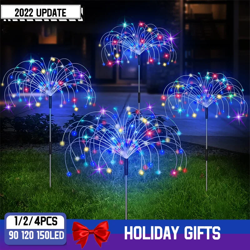 LED Solar Fireworks Lights Outdoor Waterproof Garden Lawn Light Use for Courtyard Landscape HoHoliday Christmas Decoration Lamp