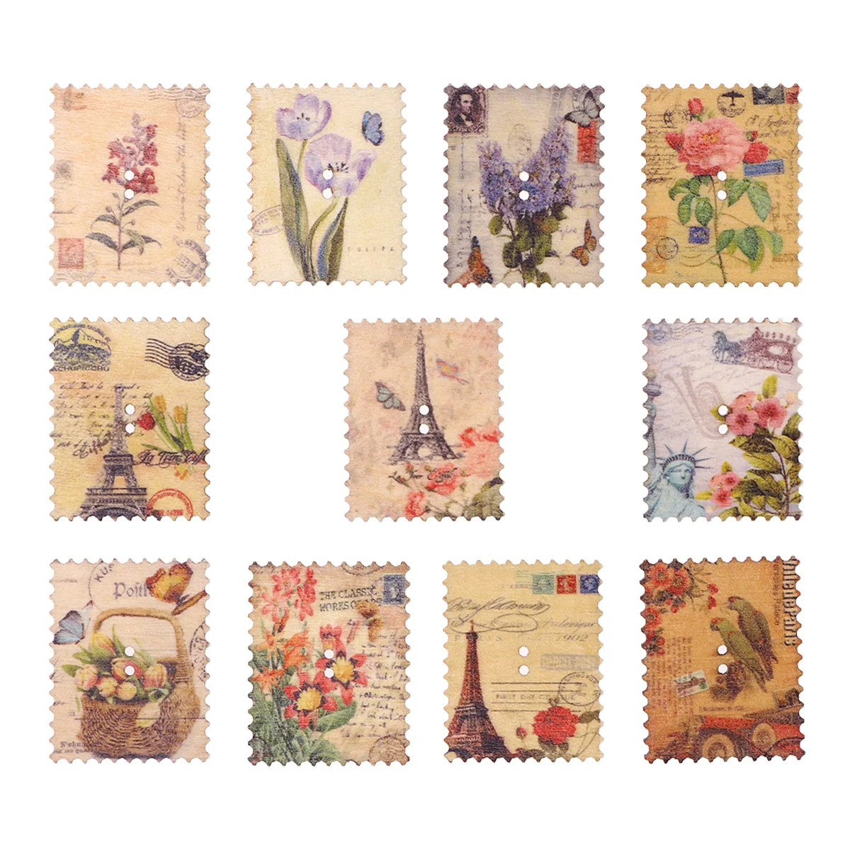 

Buttons Button Wooden Wood Sewing Diy Stamp Vintage Decorative Shaped Craft Knitting Cartoon Hole Pattern Flower Craftsbaby