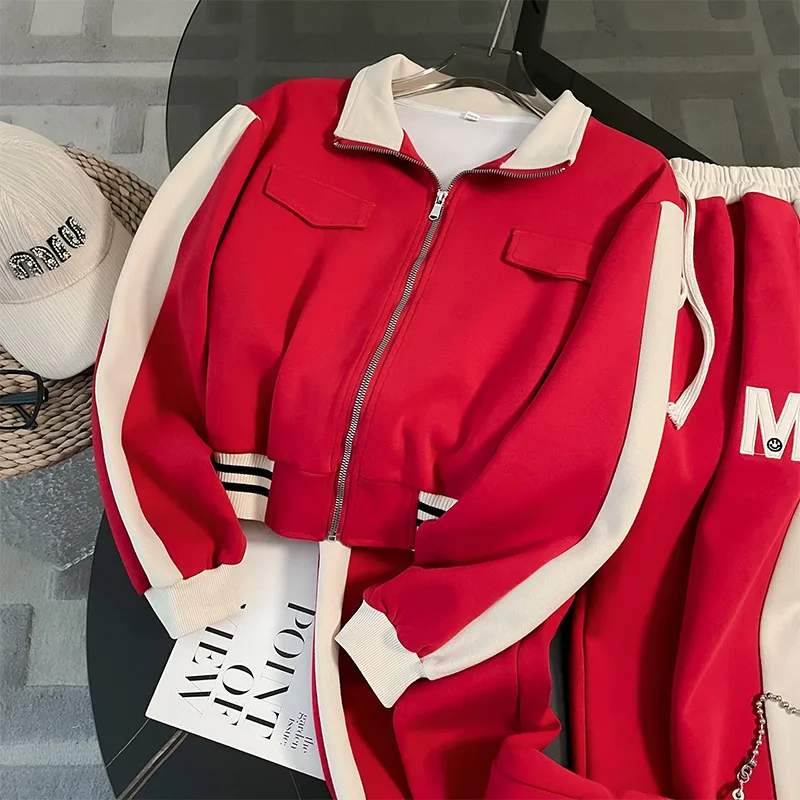 Зимний модный пиджак с надписью и штаны комплект из двух предметов для женщин