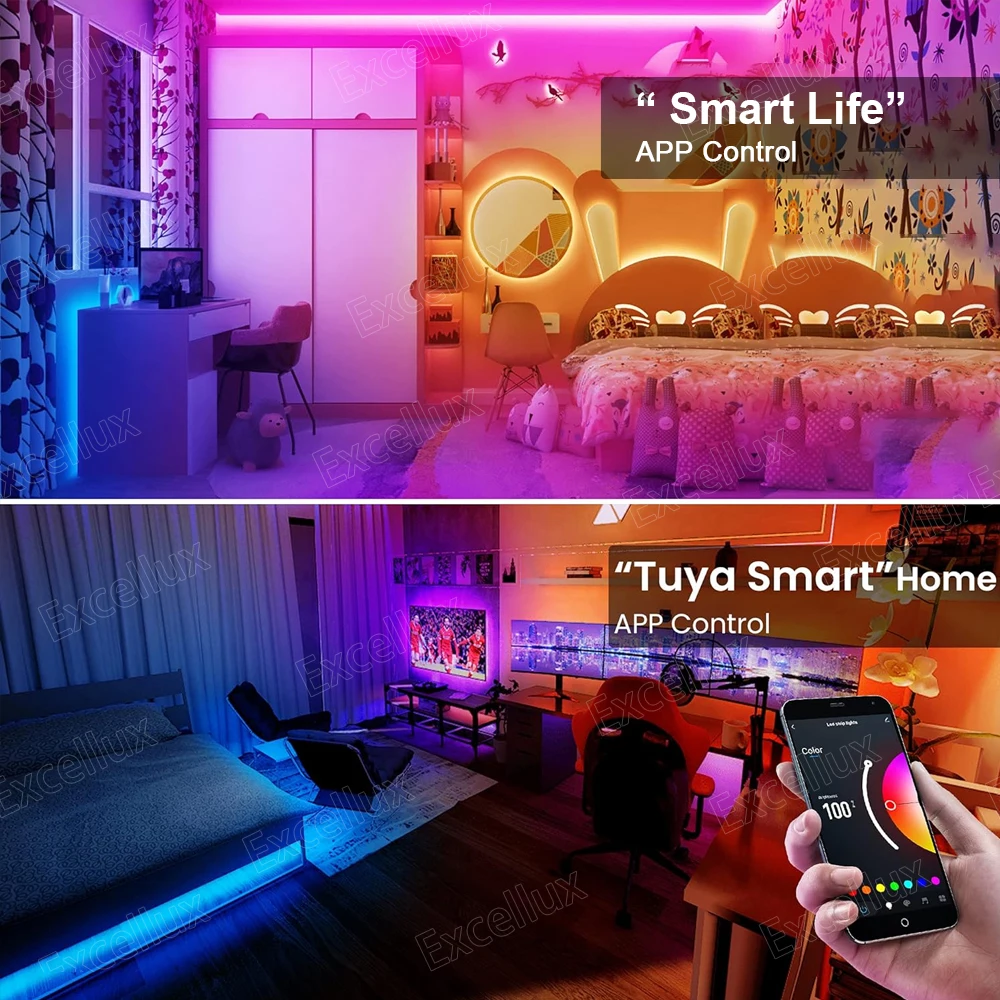 Zigbee/WiFi Smart Led Strip Light 5M 10M 20M Tuya APP Control RGB Изменение цвета Светодиодные фонари Alexa