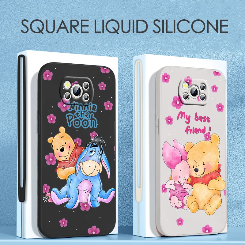 

Disney Winnie Pooh Cute For Xiaomi POCO C50 C40 X4 M5S F4 M4 X3 F3 M3 C3 Pro GT NFC 4G 5G Liquid Rope Silicone Phone Case