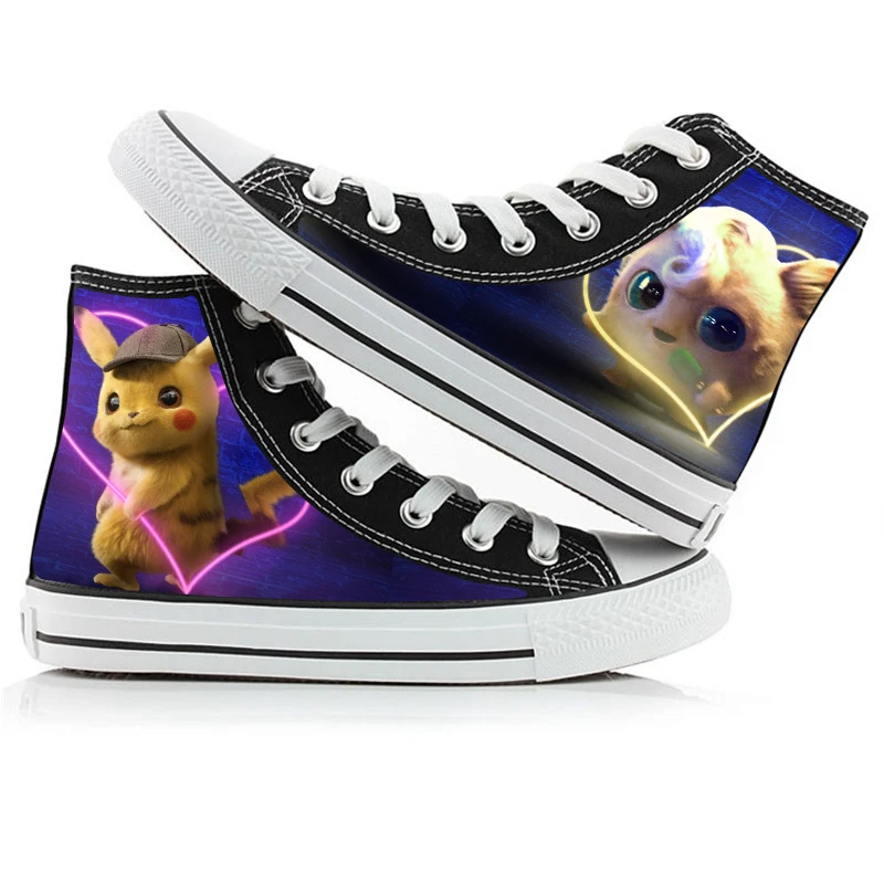 

Pocket Elves Pikachou Canvas Sneakers High-top Casual Shoes for Kids Youth