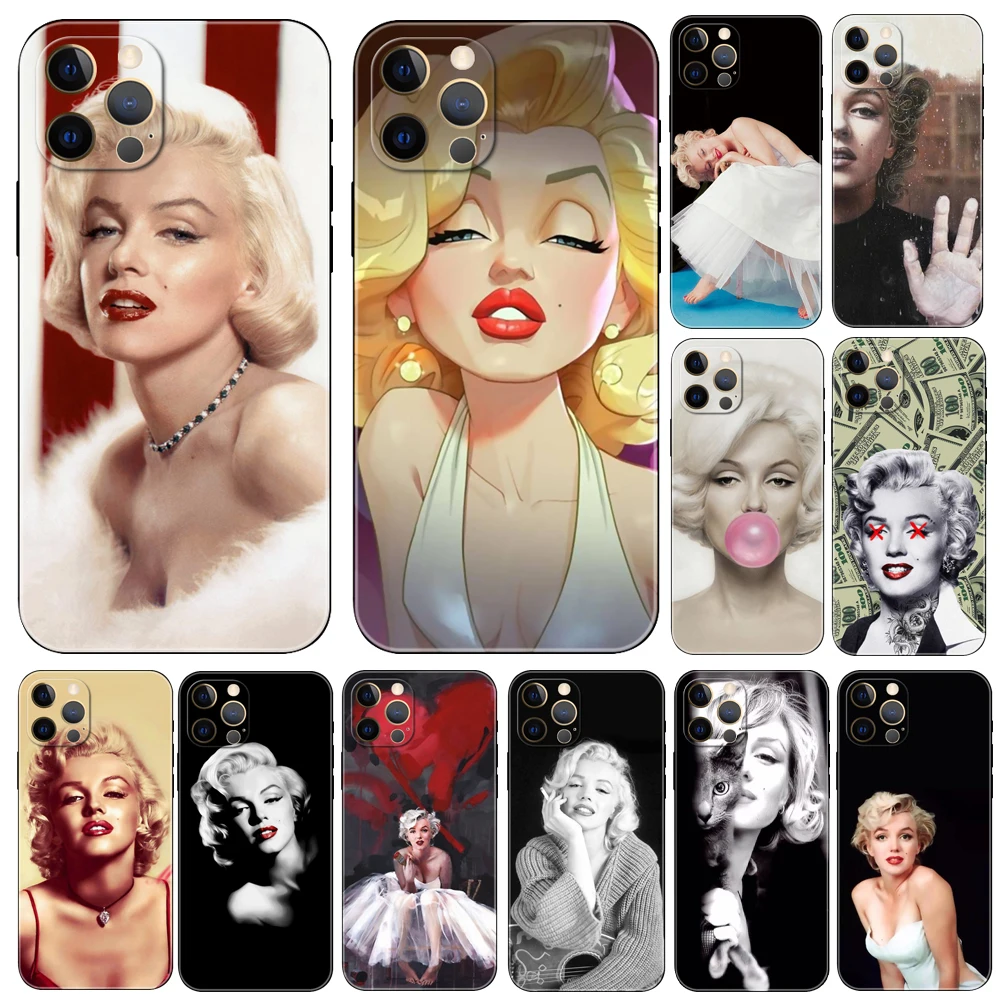 Чехол для телефона Marilyn Monroe iphone 5 5s se 6 6s 7 8 plus x 10 XR XS 11 12 13 mini pro MAX черный чехол из ТПУ |