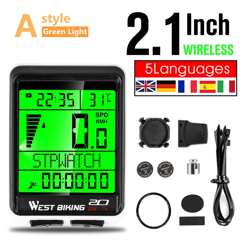 

WEST BIKING Bicycle Computer Wireless LED Backlight Stopwatch Waterproof Cycling Stopwatch MTB Bike Speedometer Odometer