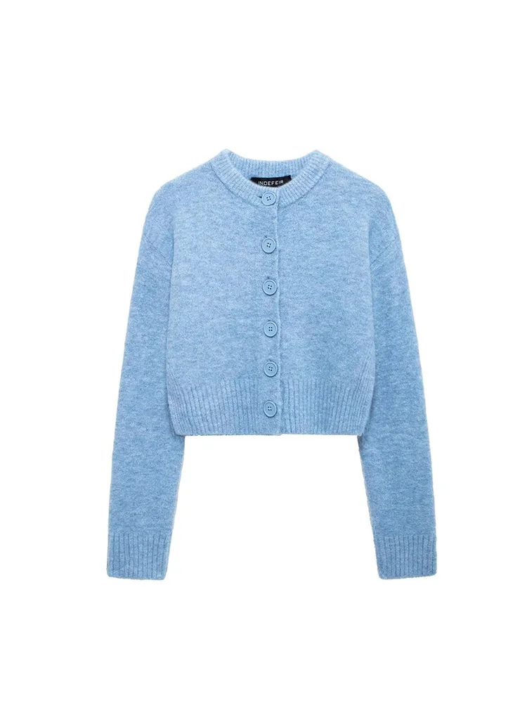 Новинка 2024 осенне-зимний женский однотонный вязаный свитер повседневный модный