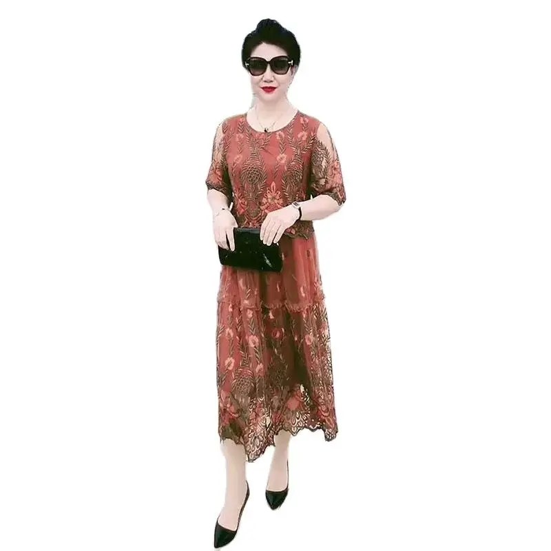 

Высококлассная широкая Женская тяжелая промышленная длинная юбка с вышивкой темпераментное свободное тонкое модное платье с вышивкой бол...