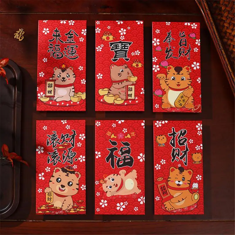 

2022 Chinese Tiger New Year Red Envelopes Cute Tiger Money Bags Chinese New Year Tiger Cartoon Zodiac Red Packet Dropshipping