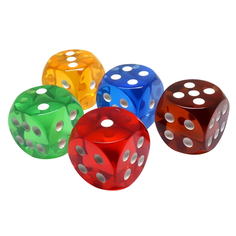 

5x Round Corner Crystal Dices 25MM 6 Sided Transparent for Gambling Game
