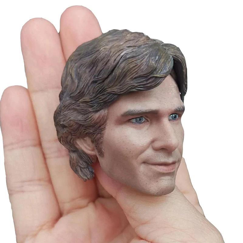 1/6 Han Solo Head Carving Smiling Harrison Ford Head Sculpt Fit 12'' Male Action Figure Body Model For Collection
