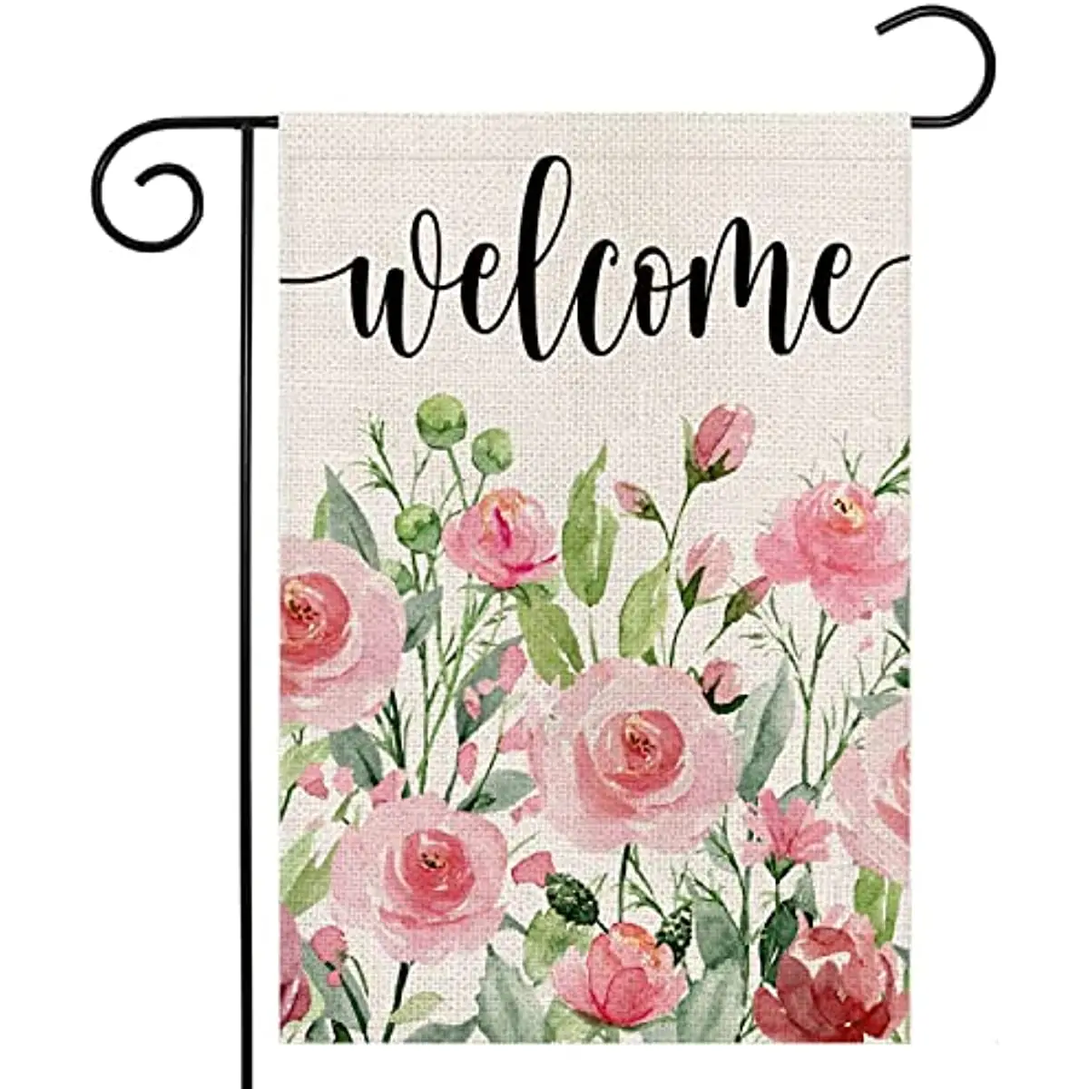 

Double Sided,Welcome Watercolor Roses Small Yard Flag Outdoor,Seasonal Decors Anniversary Wedding Farmhouse