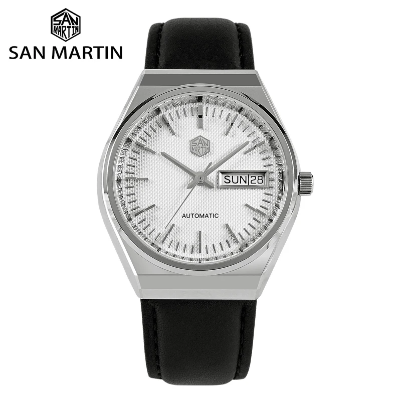 

San Martin New Men Automatic Mechanical Dress Watch 37mm Luxury Fashion Seagull ST2100 Sports Business Sapphire Double Calendar