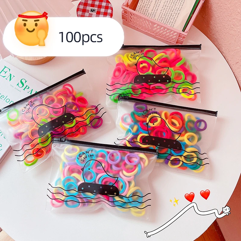 

100pcs Lastic Hair Bands Girls Hair Accessories Headband Kids Colorful Cute Tie Hair Children's Hair Accessories Ornaments Gift