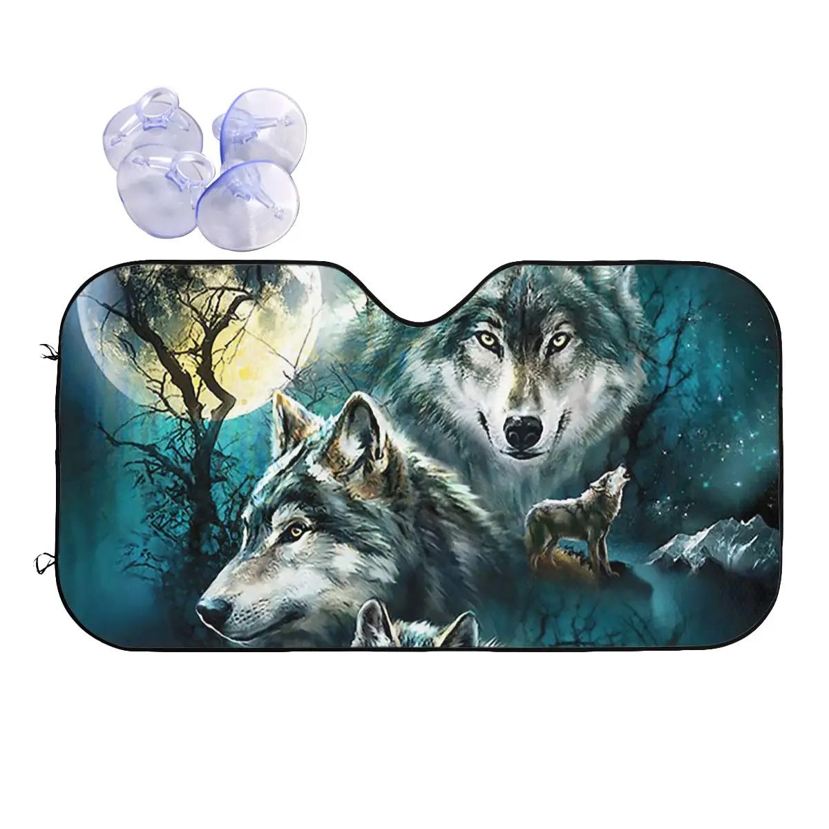 

Wolf Galaxy Mystery Sunshade Windscreen Wolves Howling Moon Cover Front Block Window Car Window Windscreen Cover Heat Reflector