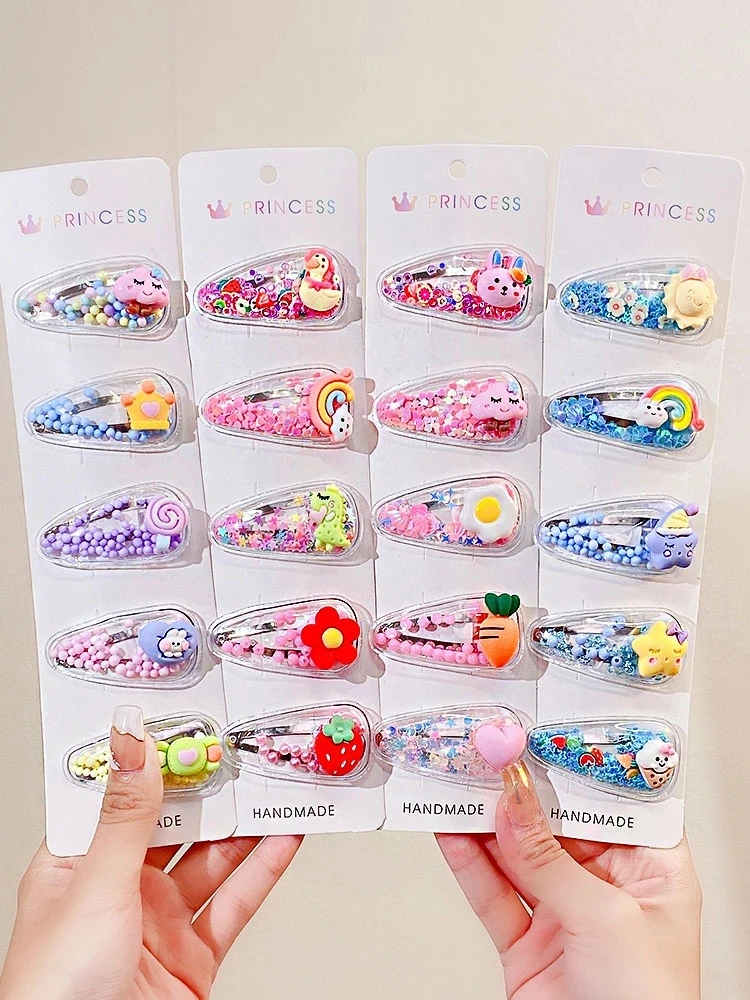 

UXSL 5 шт./компл. новые милые красочные заколки для волос с мультяшными цветами для девочек детские милые украшения для волос заколка Детские а...