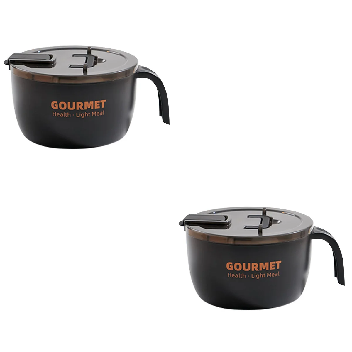 

2 School Bowl Instant Noodle Bowl Soup Bowl Practical Serving Bowl (Black)