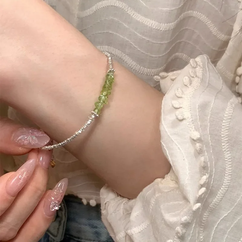 Sweetolive зеленый оливковый браслет с цирконом женский простой элегантный