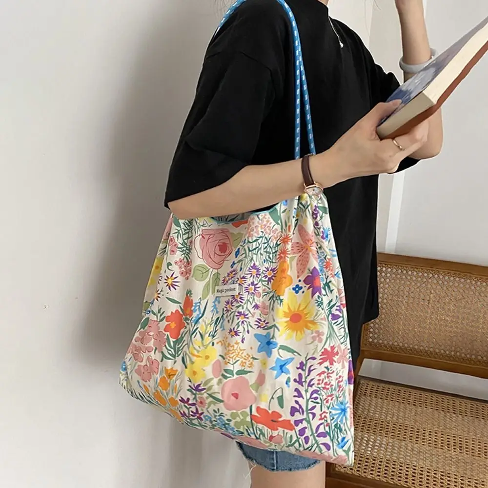 

Shopping Bags Printing Flower For Students Student Bags Women Shoulder Bags Women Handbags Korean Canvas Bag Tote Bag