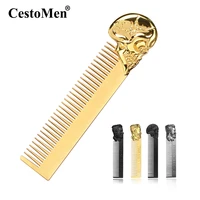 beard comb for men oil head portable steel combs hair styling product combs brush for men barber accessories beard massage comb