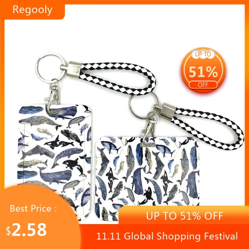 

Ocean Marine Whale Fashion Women Card Holder Lanyard Colorful Nurse Doctor Student Exhibition ID Card Clip Badge Holder