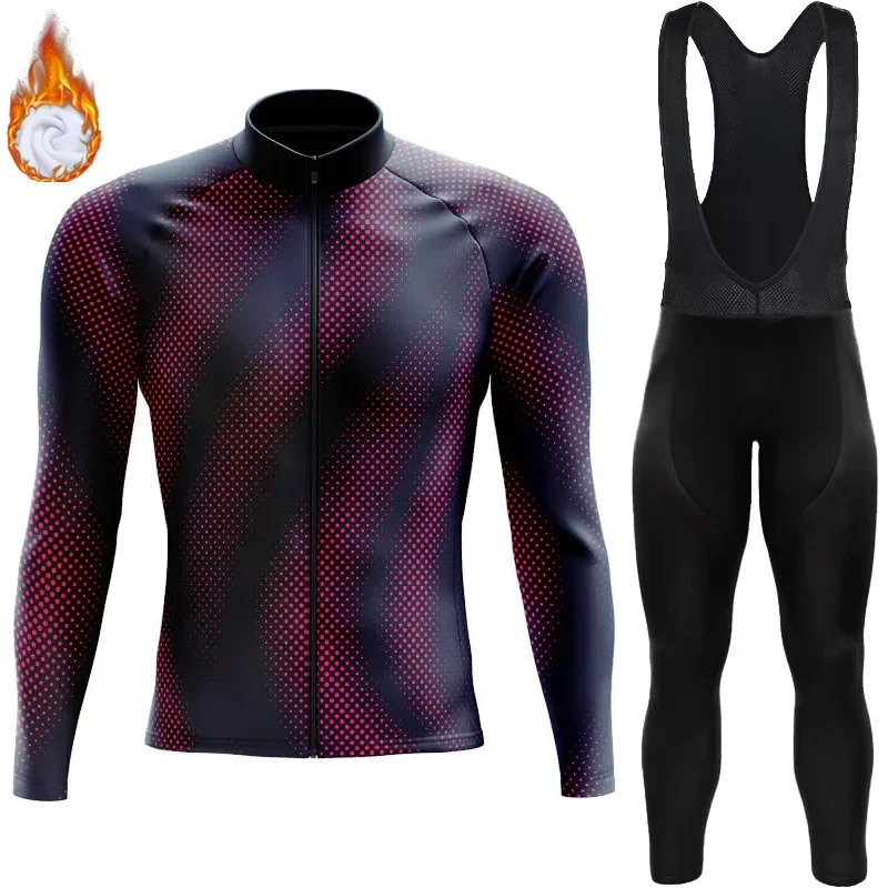 Мужской велосипедный трикотаж 2024 термокостюм мужской зимний флисовый комплект