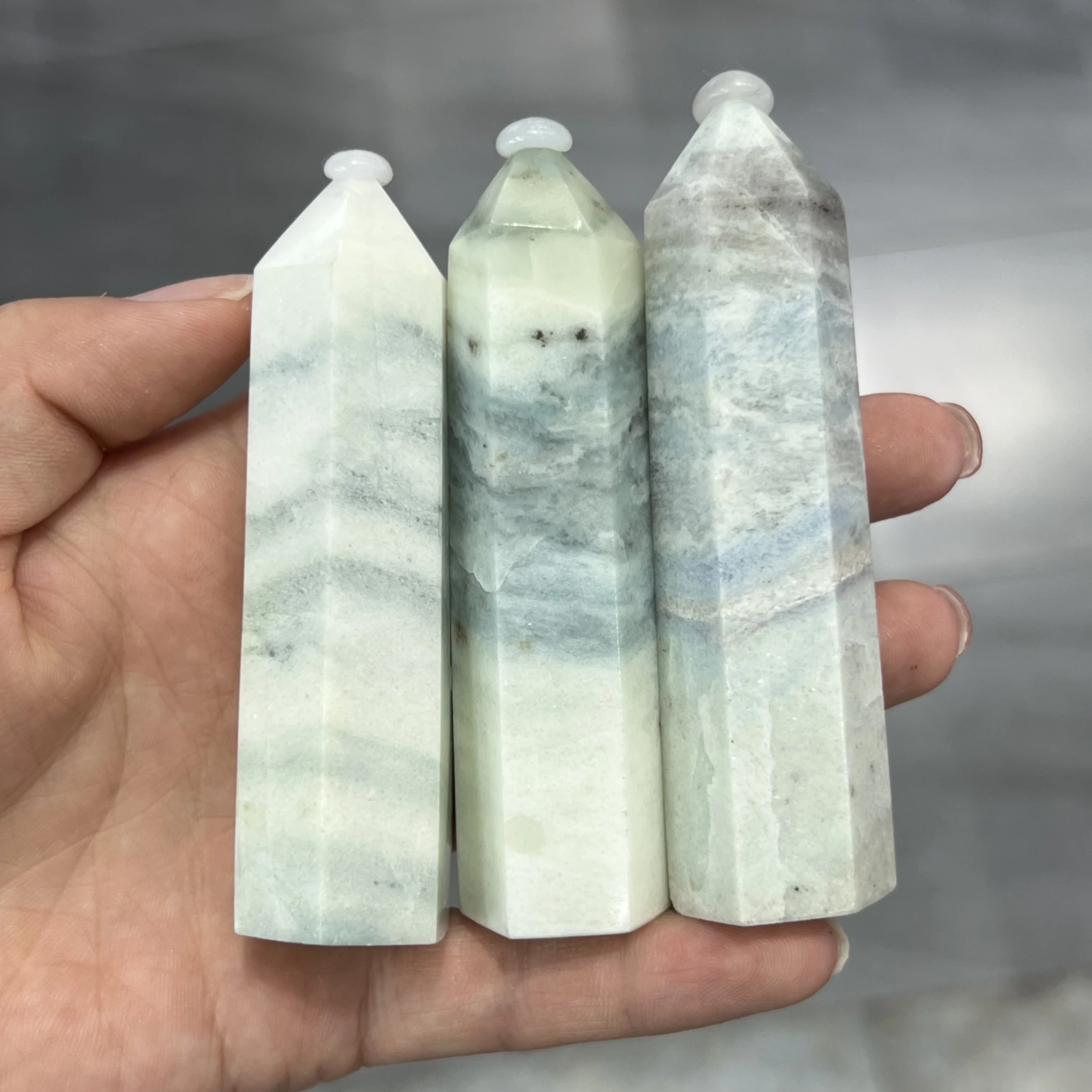 

Natural Mineral Blue Grain Crystal Quartz Obelisk Healing Home Decor