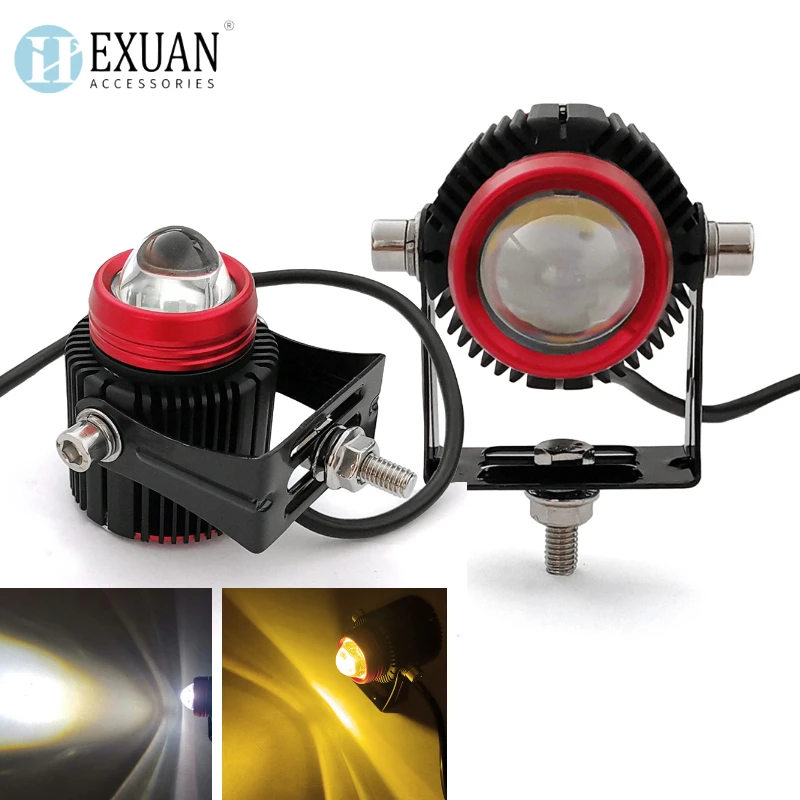 

2Pcs Motorcycles Headlight Yellow White Super Bright LED Working Spot Light Motorbike Fog Lamp LED Scooters Spotlight