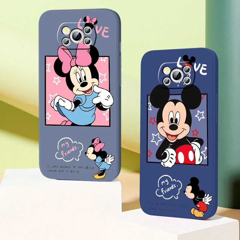 

Luxury Mickey Minnie Mouse Liquid Rope Phone Case For Xiaomi Mi Poco M5s M5 X5 X4 X3 M4 M3 F4 F3 GT Pro NFC 5G Soft Cover