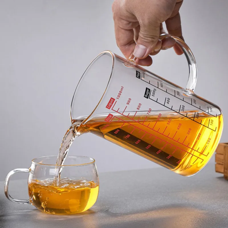 

400/500/600/1000ml Clear Glasses Graduated Measuring Cup With Lid Milk Water Scale Microwave Tool Liquid Measure Jug Cup