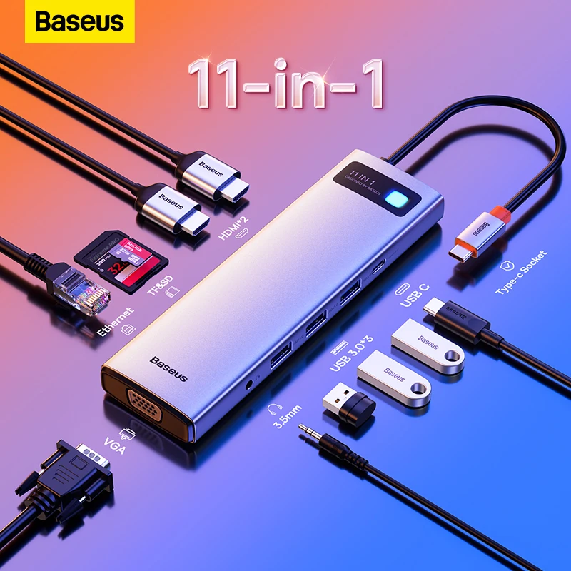 

USB-концентратор Baseus 3,0 в 1, совместимый с HDMI, VGA, USB 9/11