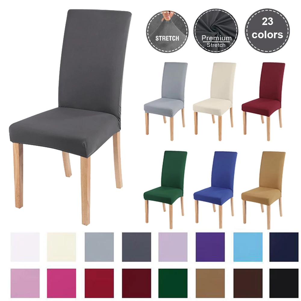 

Elastic Solid Chair Cover Spandex Stretch Slipcovers Dining Chair Seat Covers For Kitchen Living Room Hotel Wedding Banquet Home