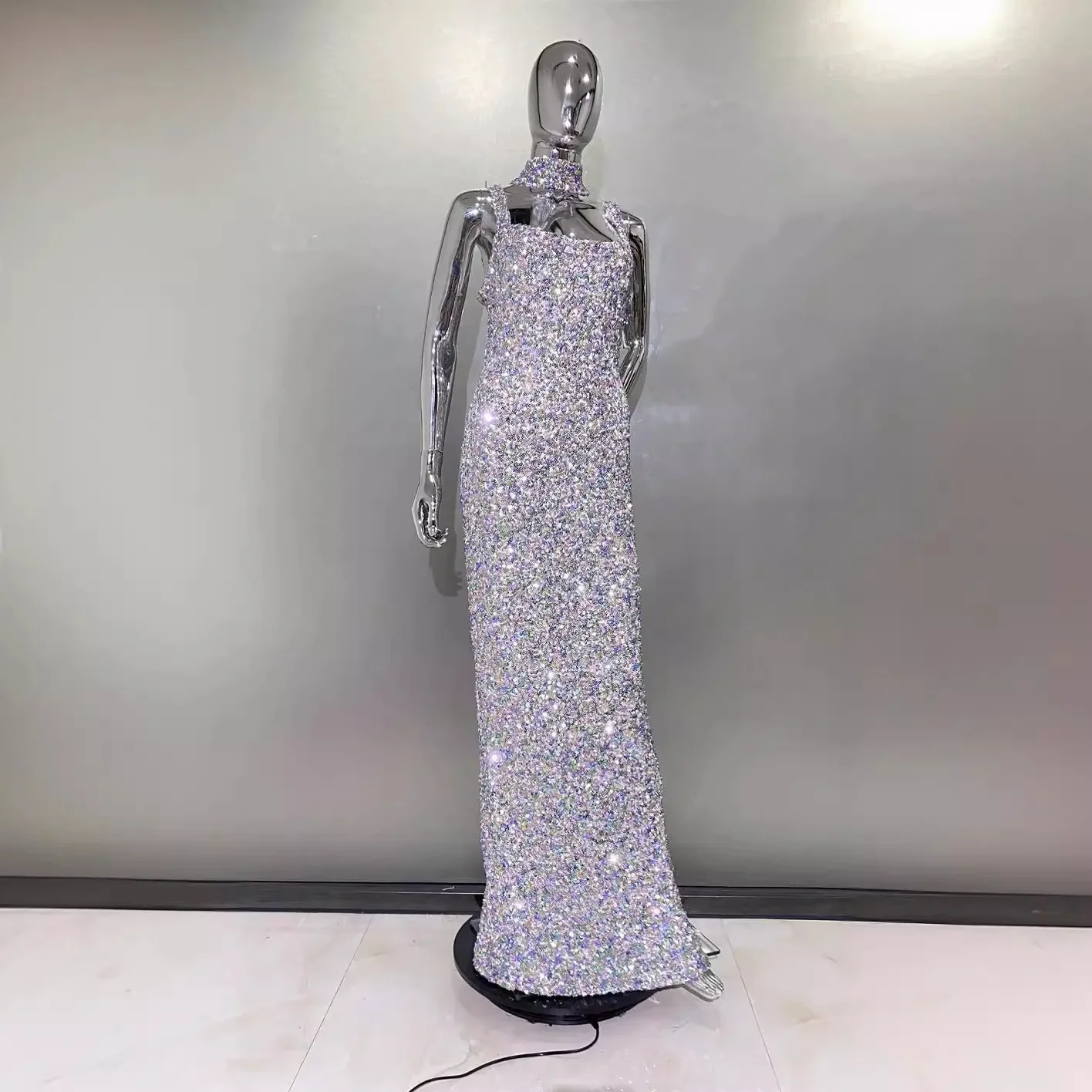 Модное облегающее красочное длинное платье без рукавов с v-образным вырезом и