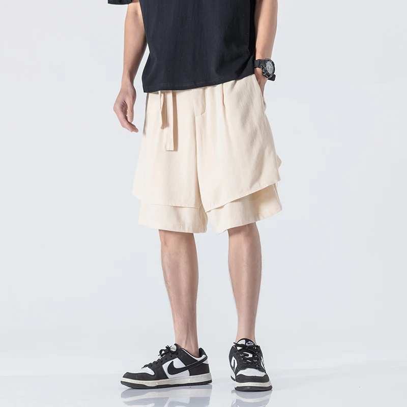 Шорты мужские из хлопка и льна в китайском стиле Повседневная пляжная спортивная