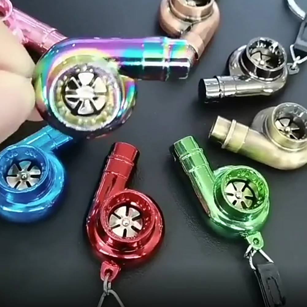 

Car Wheel Rim Tyre Whistle Sound Metal Key Chain Silver Turbocharger Keychain Keyring Car Interior Accessories Spinning Auto