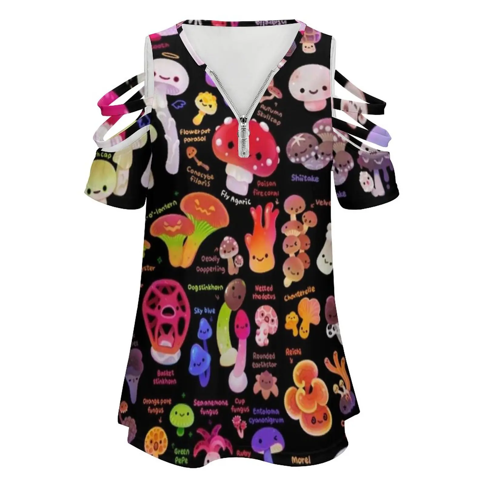 Женская футболка с именем гриба летняя модная цветочным принтом и v-образным