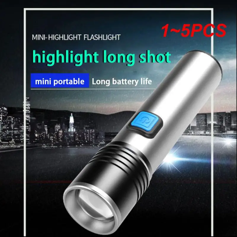 

1~5PCS Zoomable Built-in Battery XM-L USB Rechargeable LED Flashlight MINI Light Aluminum Waterproof for
