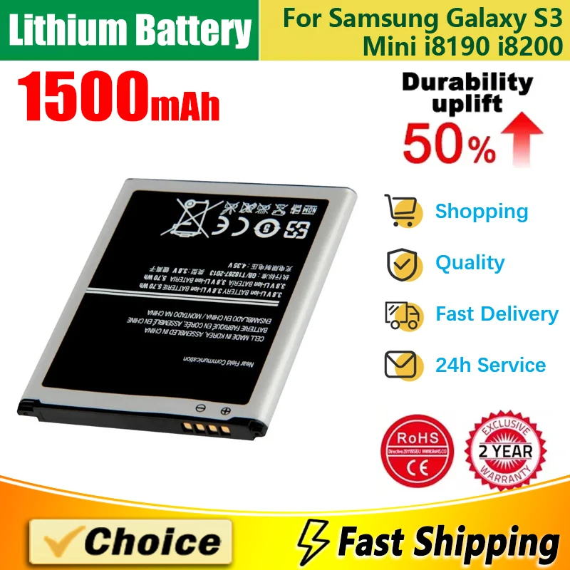 1500 мАч Новый Сменный телефонный литиевый аккумулятор для Samsung Galaxy S3Mini S3 Mini I8190 I8190N