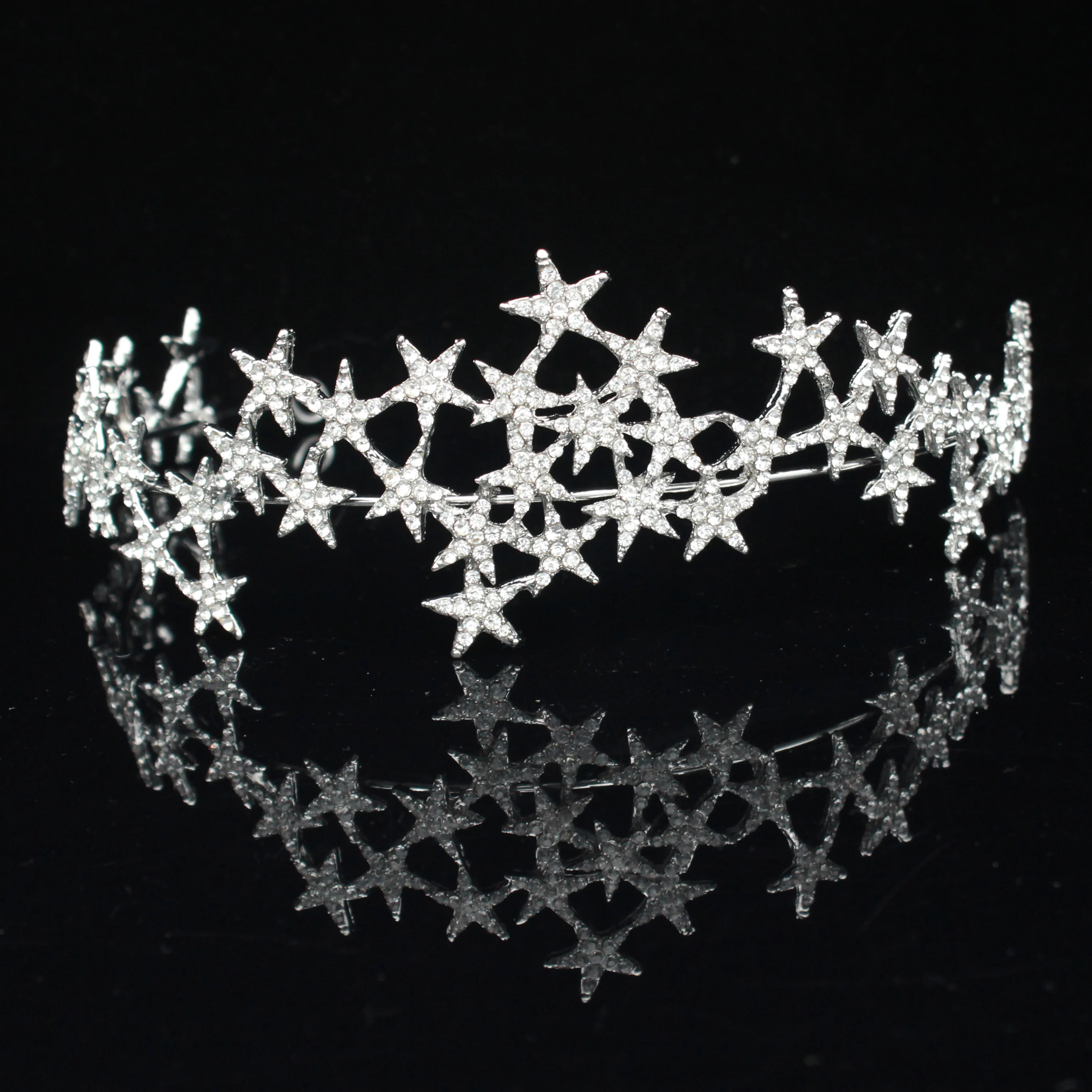 

Rhinestone Star Wedding Bridal Tiara Crown Headbands Women Prom Soft Head chain Hair Ornaments Bride Head Jewelry Accessories